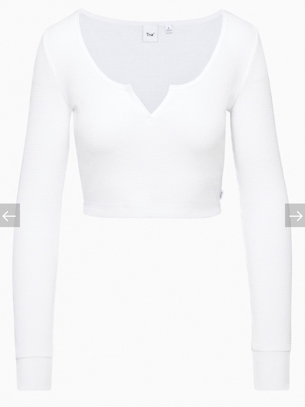 Tna By Aritzia Waffle Knit Cropped Long Sleeve Top Size Small